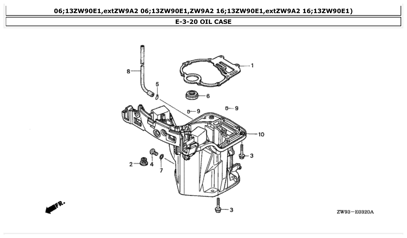 Honda BF10D1 OIL CASE parts diagram