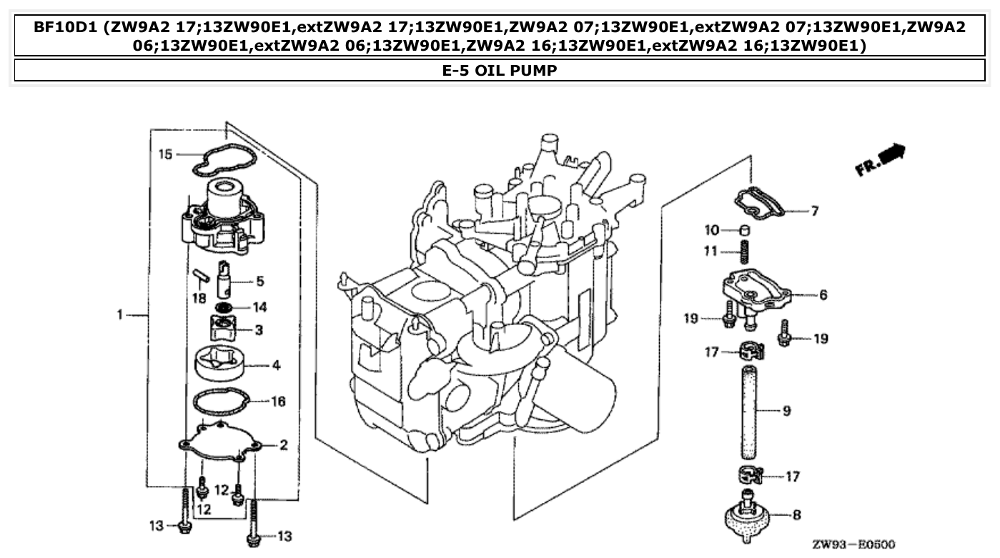 Honda BF10D1 OIL PUMP parts diagram
