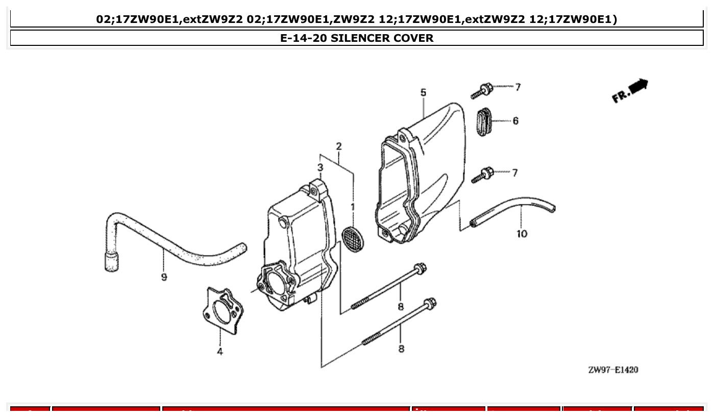 Honda BF10D2 SILENCER COVER parts diagram