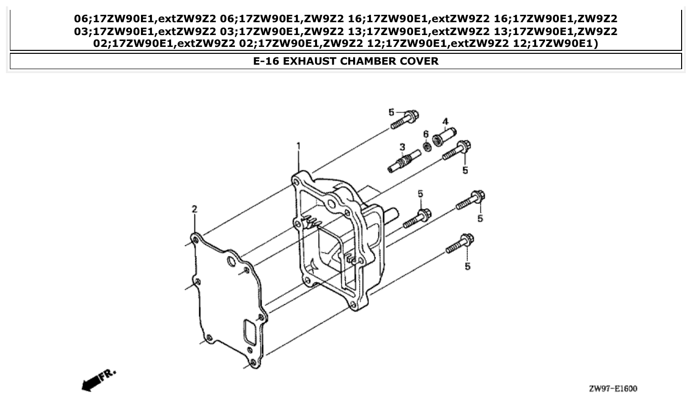 Honda BF10D2 EXHAUST CHAMBER COVER parts diagram