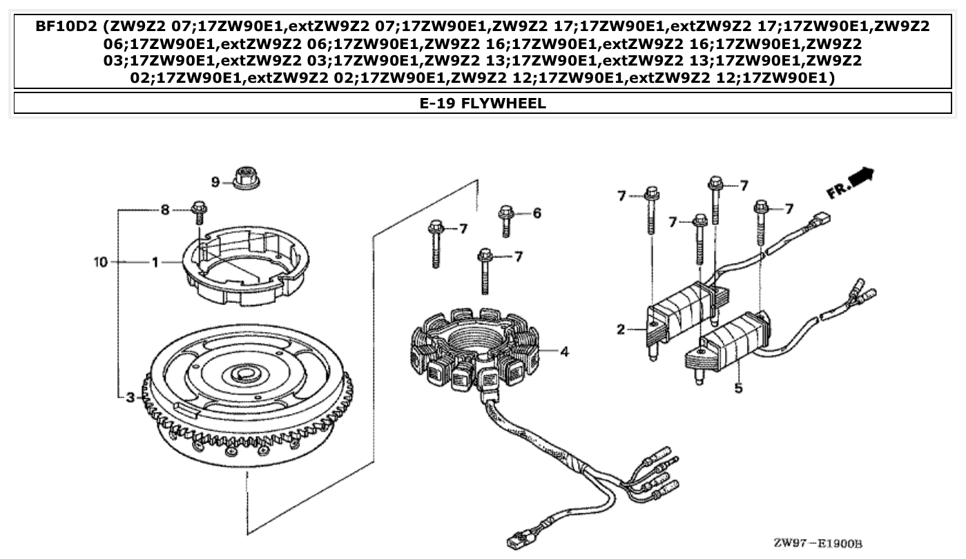 Honda BF10D2 FLYWHEEL parts diagram