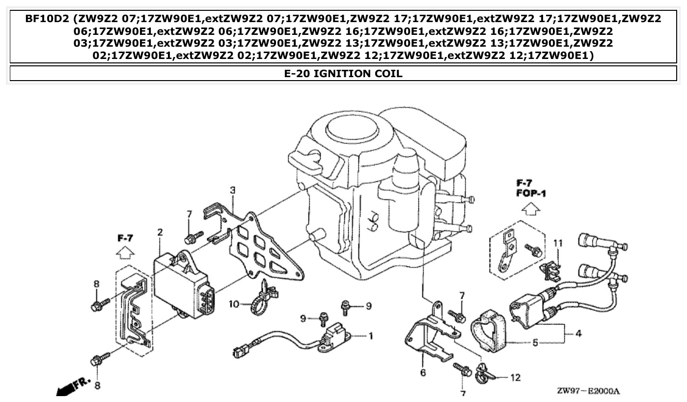 Honda BF10D2 IGNITION COIL parts diagram