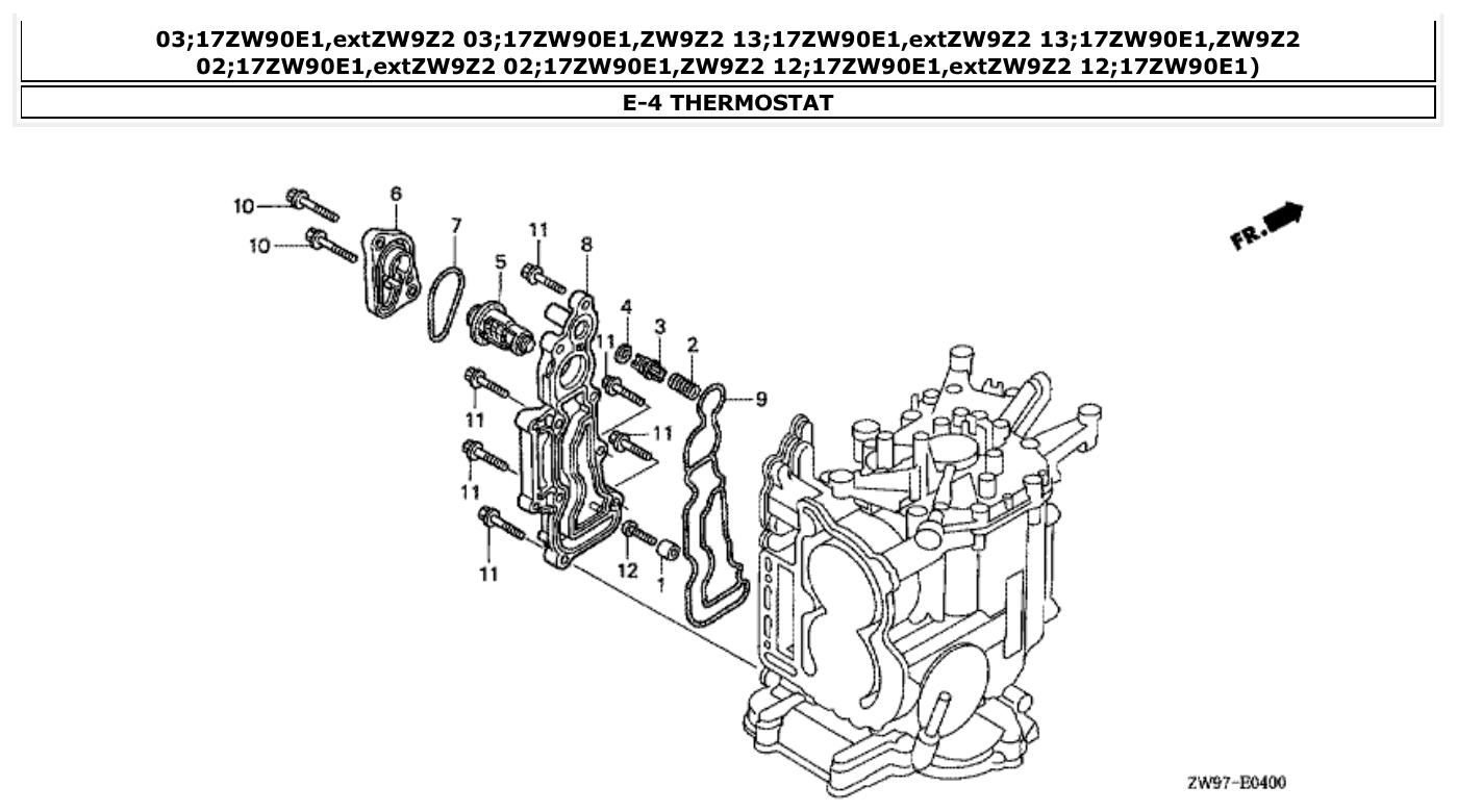 Honda BF10D2 THERMOSTAT parts diagram