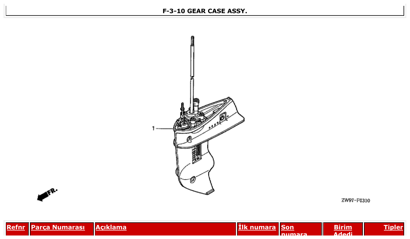 Honda BF10D2 GEAR CASE ASSY. parts diagram