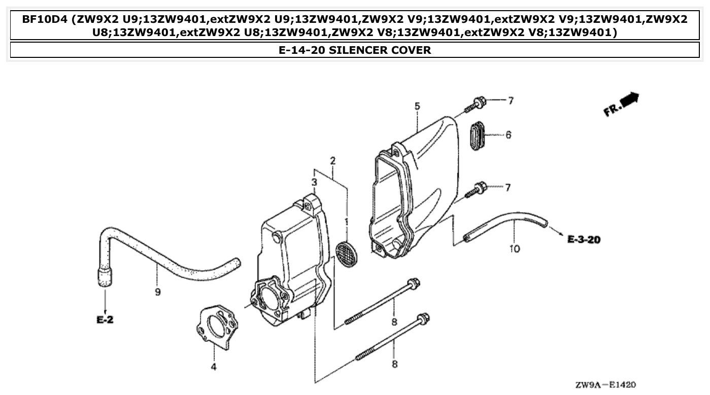 Honda BF10D4 SILENCER COVER parts diagram