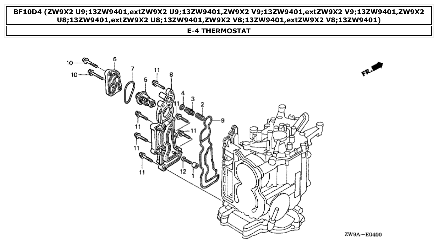 Honda BF10D4 THERMOSTAT parts diagram