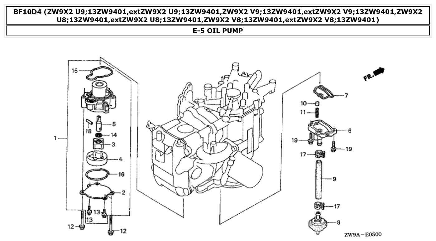 Honda BF10D4 OIL PUMP parts diagram