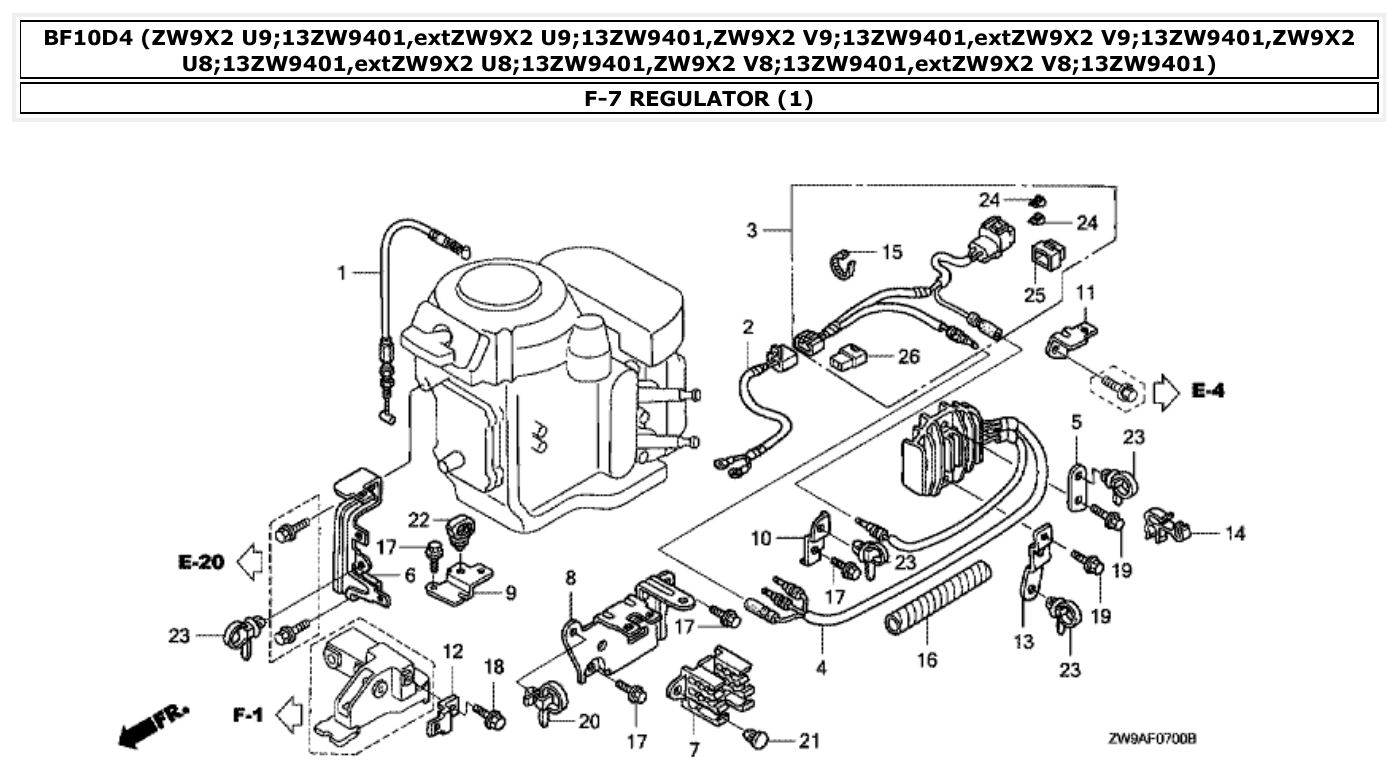 Honda BF10D4 REGULATOR (1) parts diagram