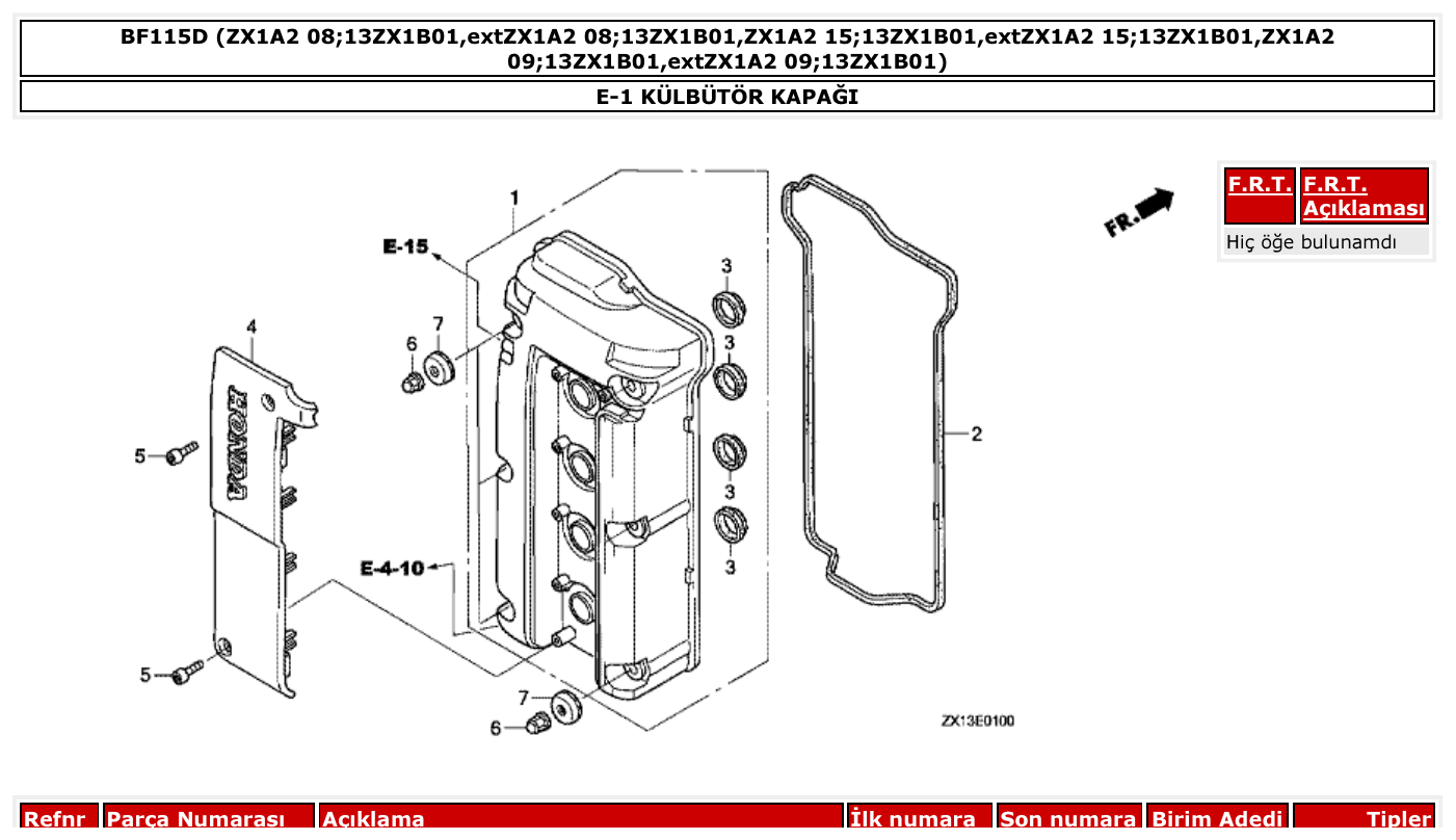 Honda BF115D KÜLBÜTÖR KAPAĞI parts diagram