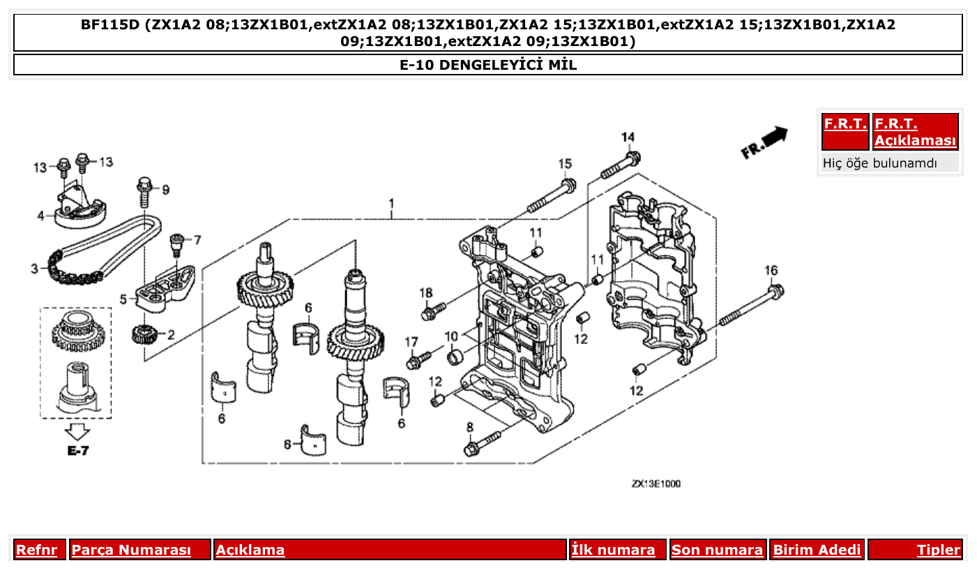 Honda BF115D DENGELEYİCİ MİL parts diagram