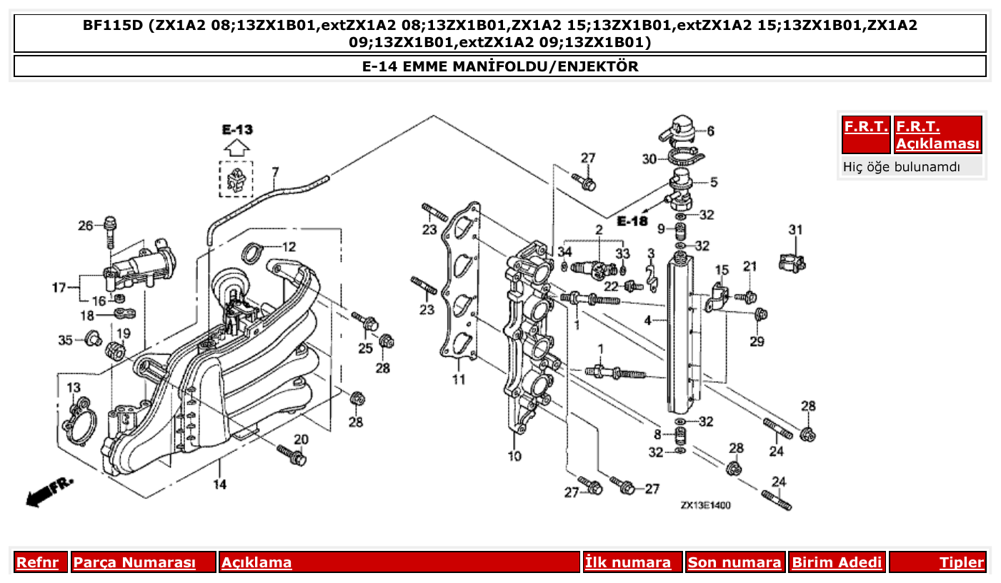 Honda BF115D EMME MANİFOLDU/ENJEKTÖR parts diagram