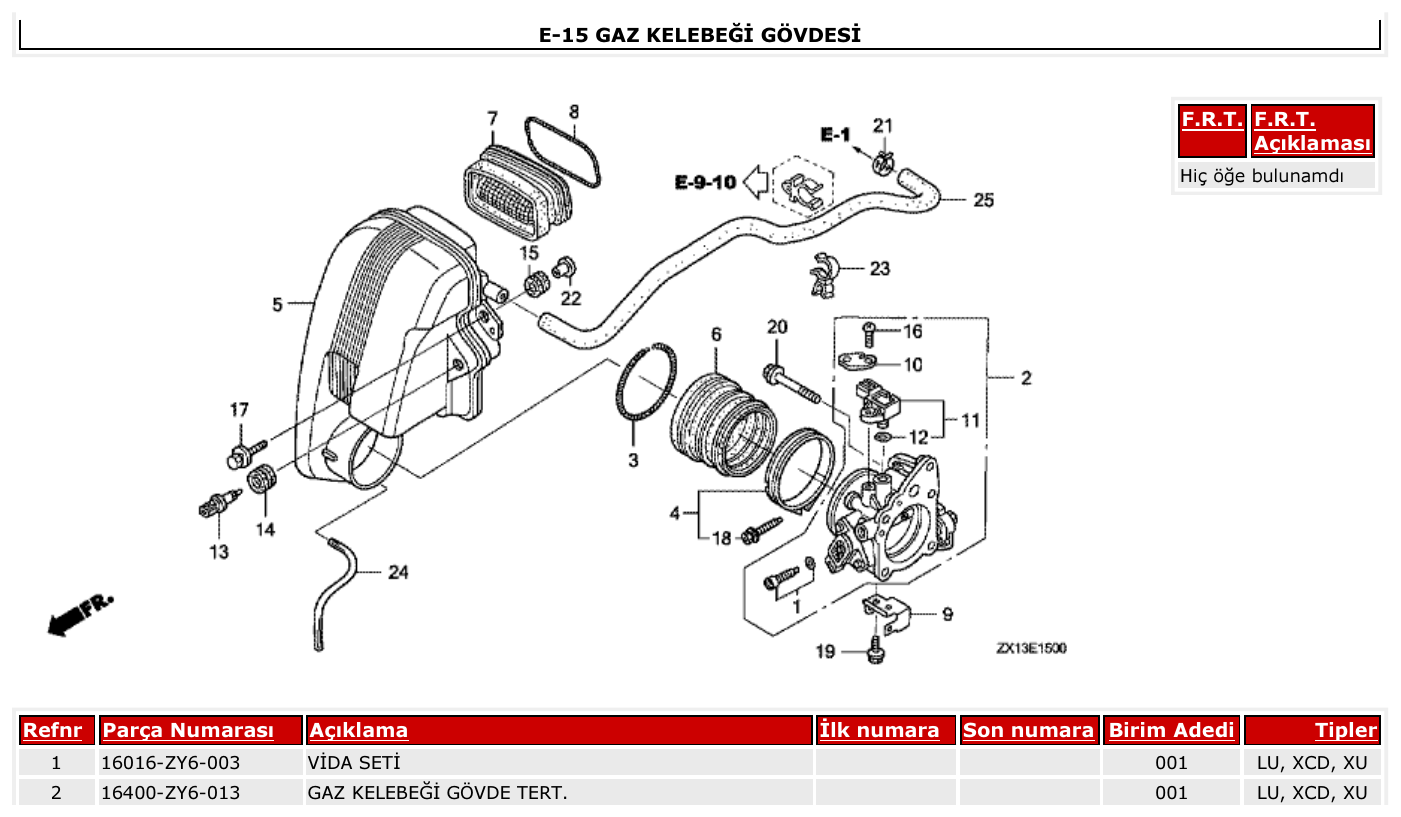 Honda BF115D GAZ KELEBEĞİ GÖVDESİ parts diagram