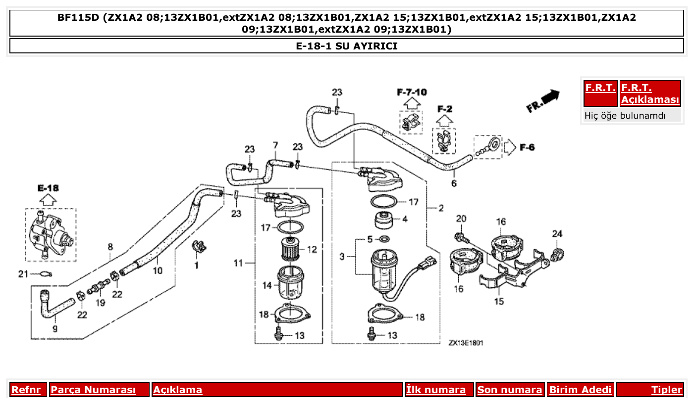 Honda BF115D SU AYIRICI parts diagram