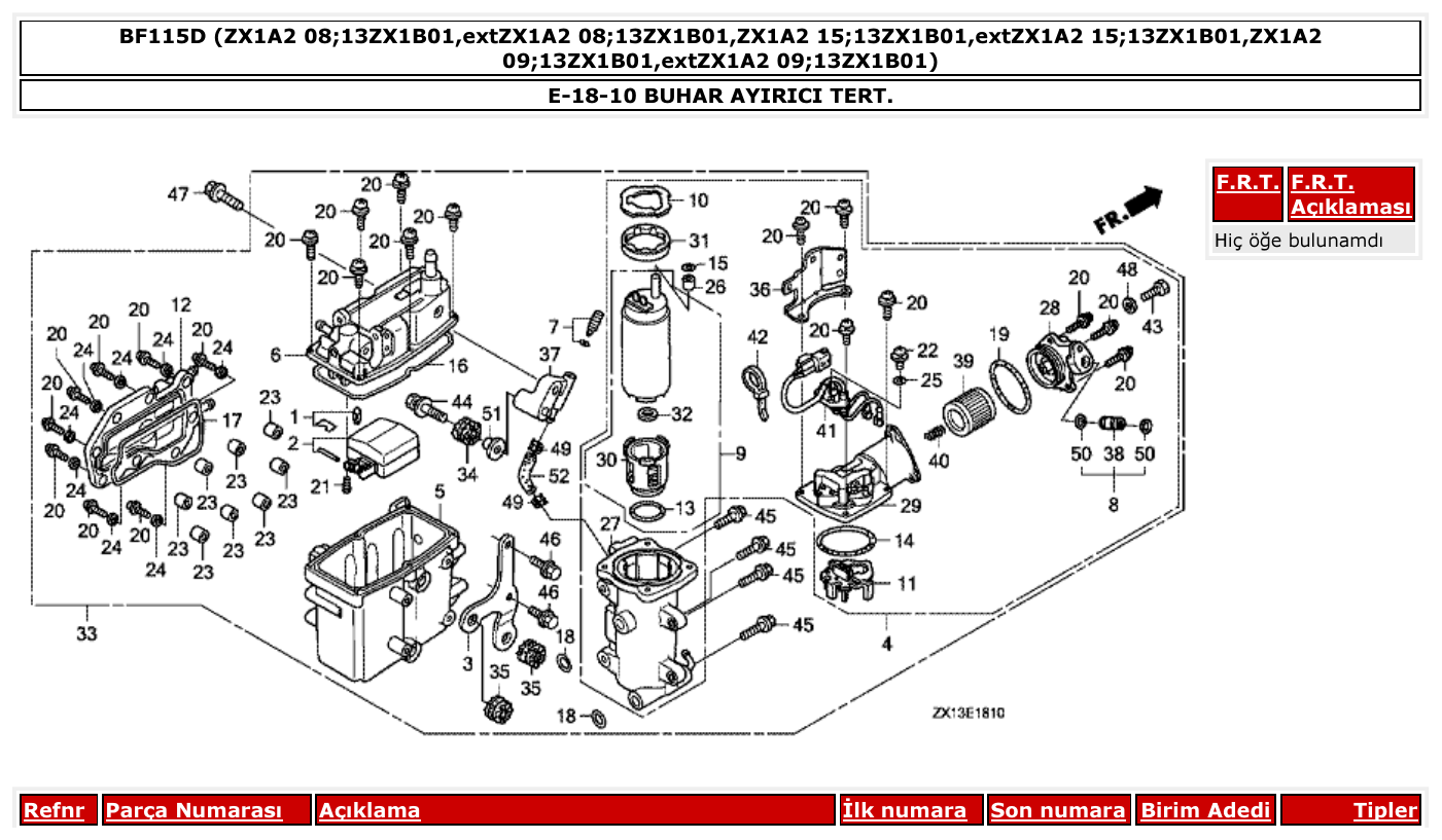Honda BF115D BUHAR AYIRICI TERT. parts diagram