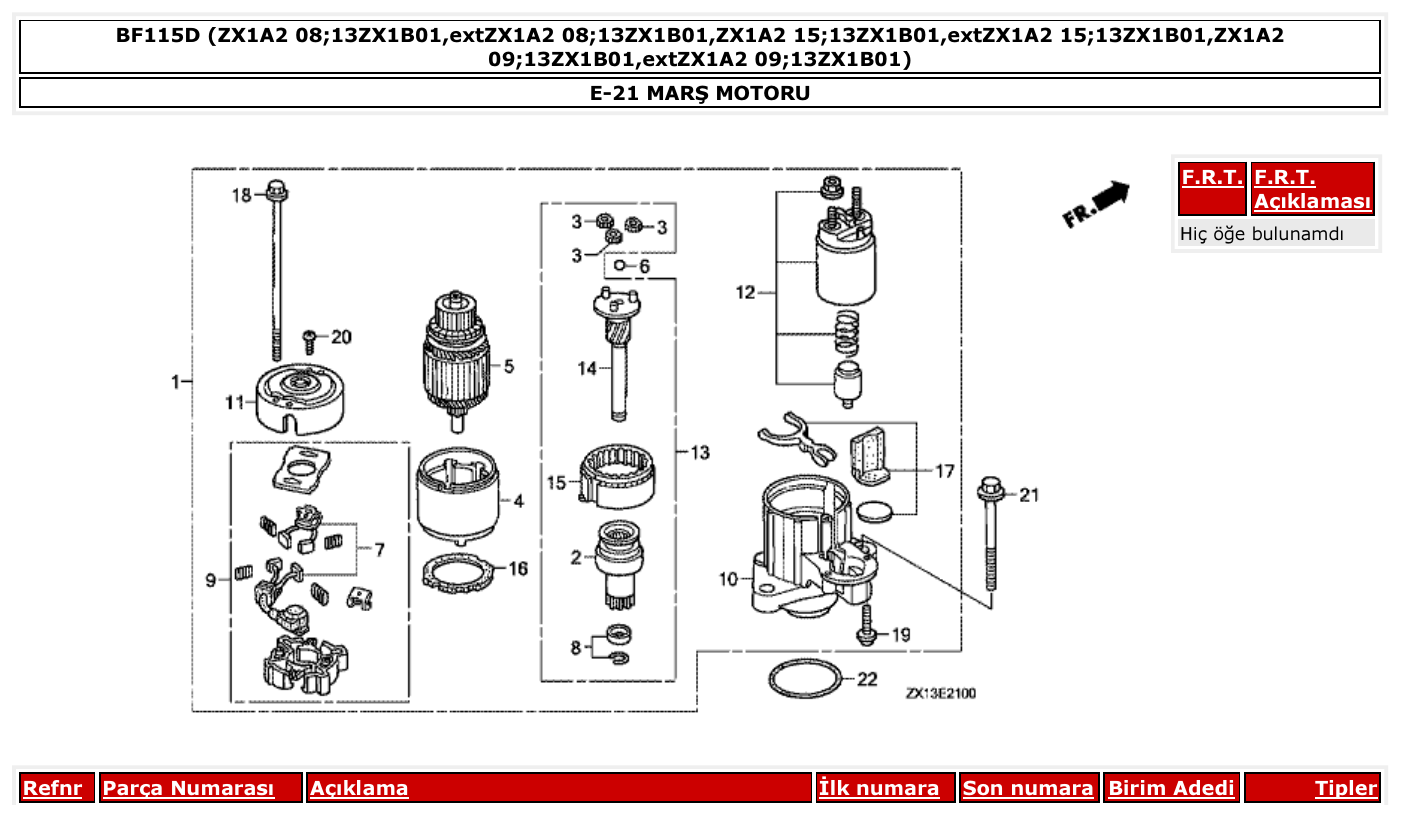 Honda BF115D MARŞ MOTORU parts diagram
