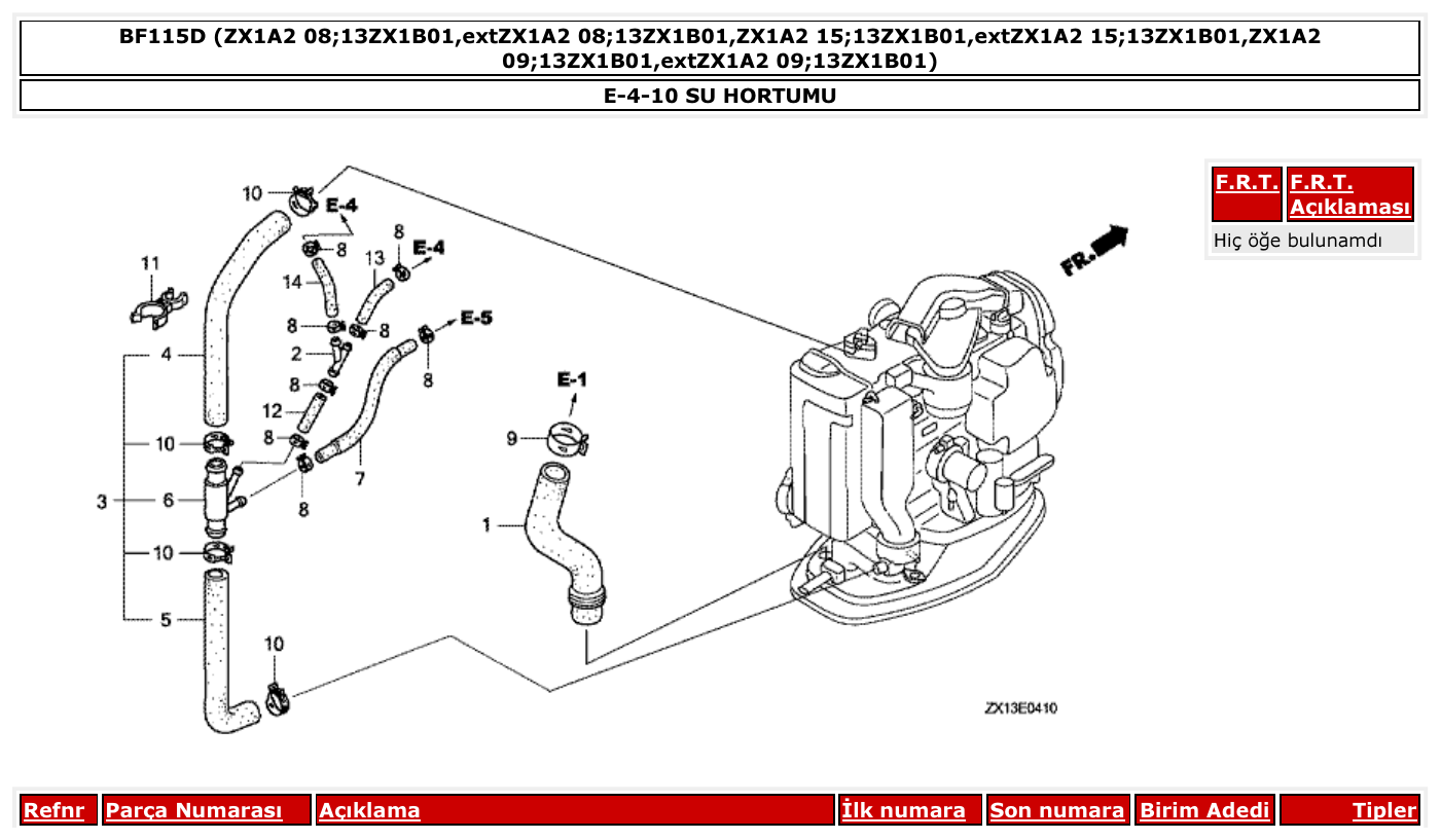 Honda BF115D SU HORTUMU parts diagram