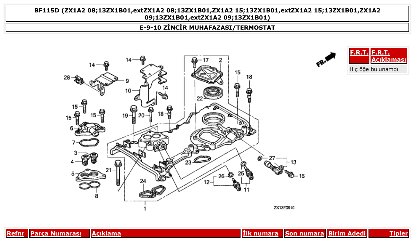 Honda BF115D ZİNCİR MUHAFAZASI/TERMOSTAT parts diagram