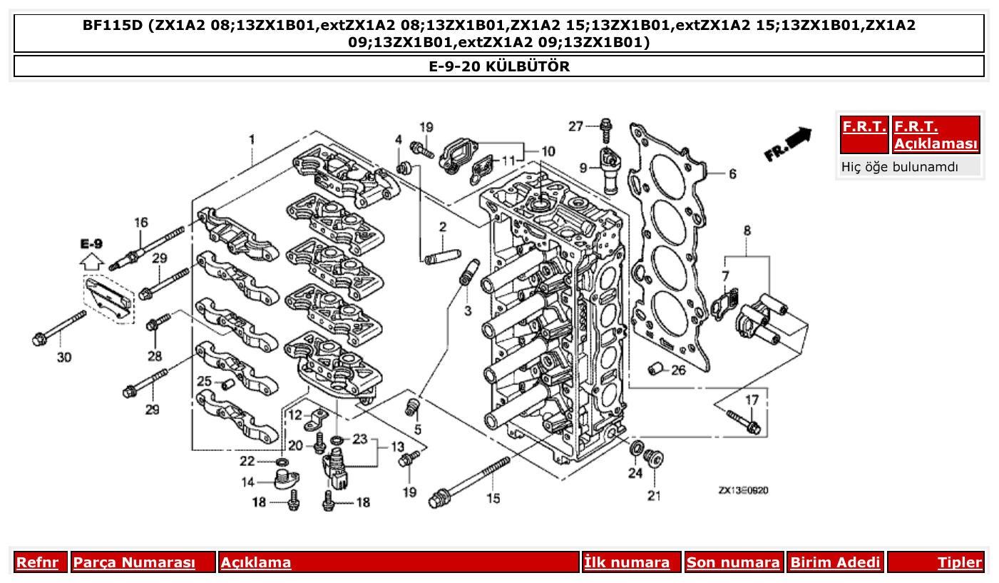 Honda BF115D KÜLBÜTÖR parts diagram
