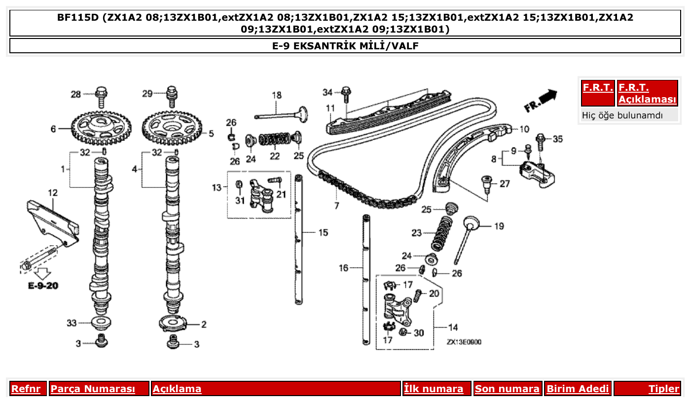 Honda BF115D EKSANTRİK MİLİ/VALF parts diagram