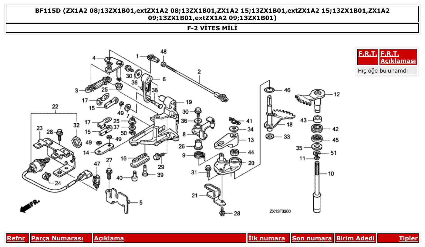 Honda BF115D VİTES MİLİ parts diagram