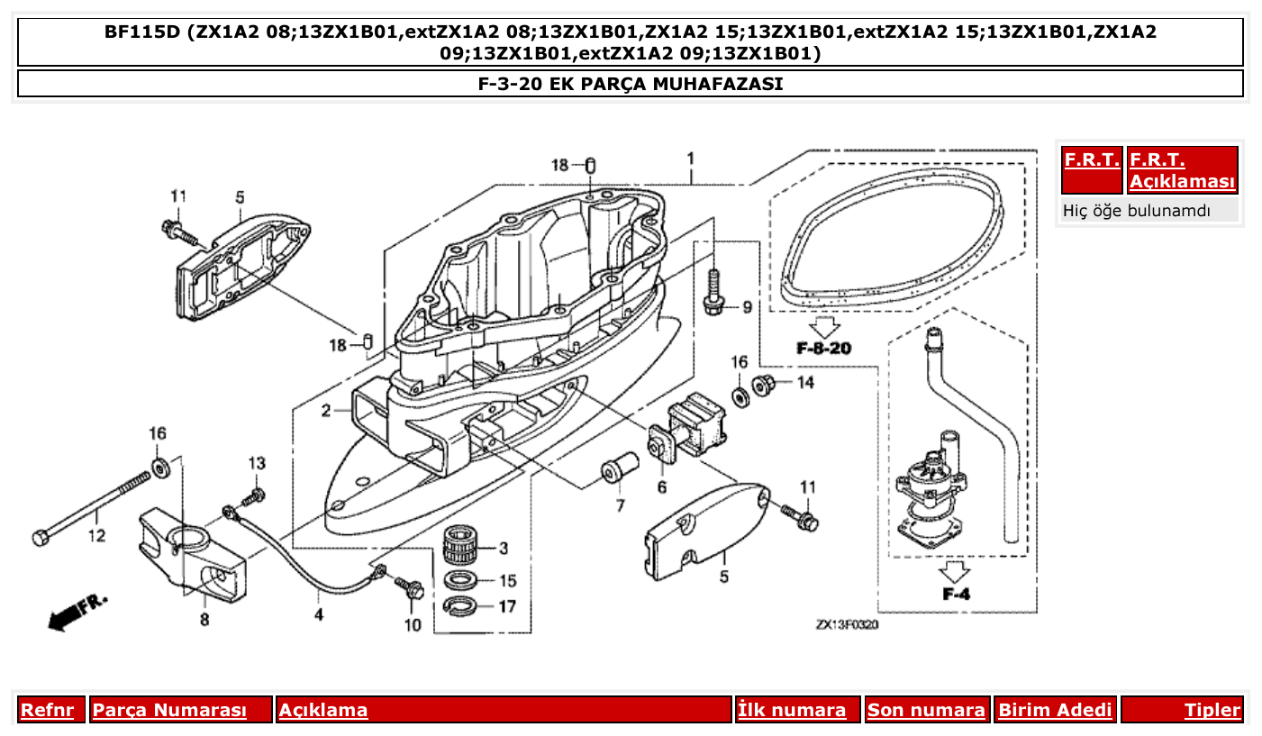 Honda BF115D EK PARÇA MUHAFAZASI parts diagram
