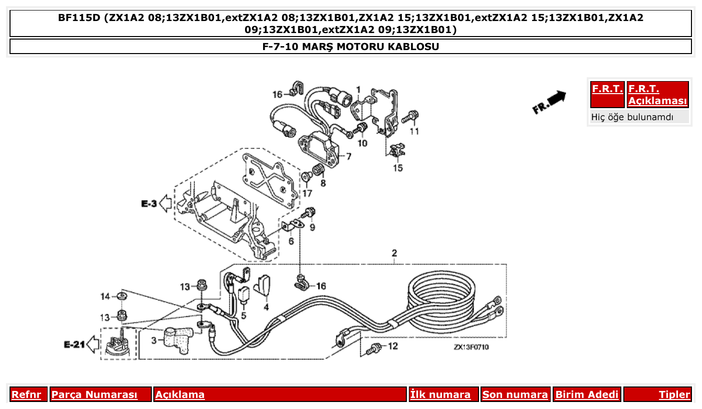 Honda BF115D MARŞ MOTORU KABLOSU parts diagram
