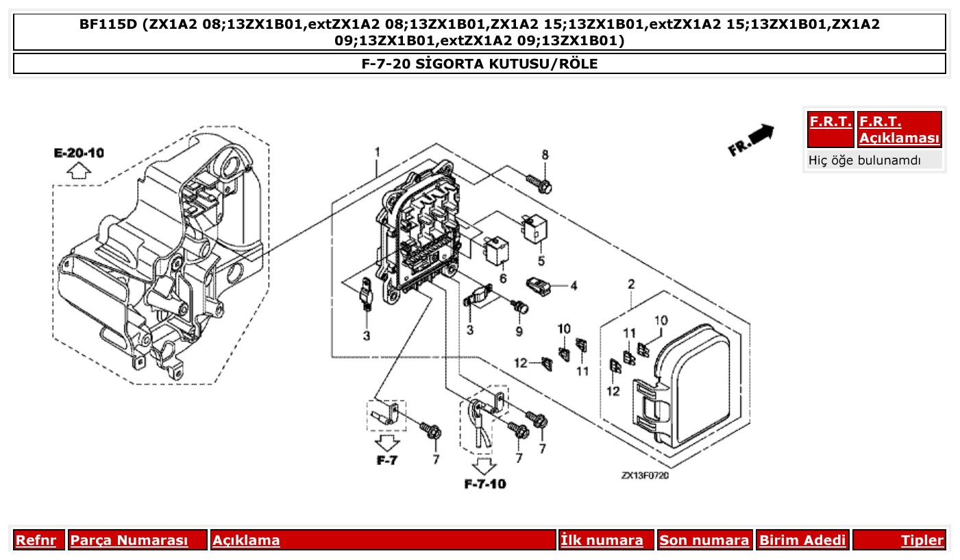Honda BF115D SİGORTA KUTUSU/RÖLE parts diagram