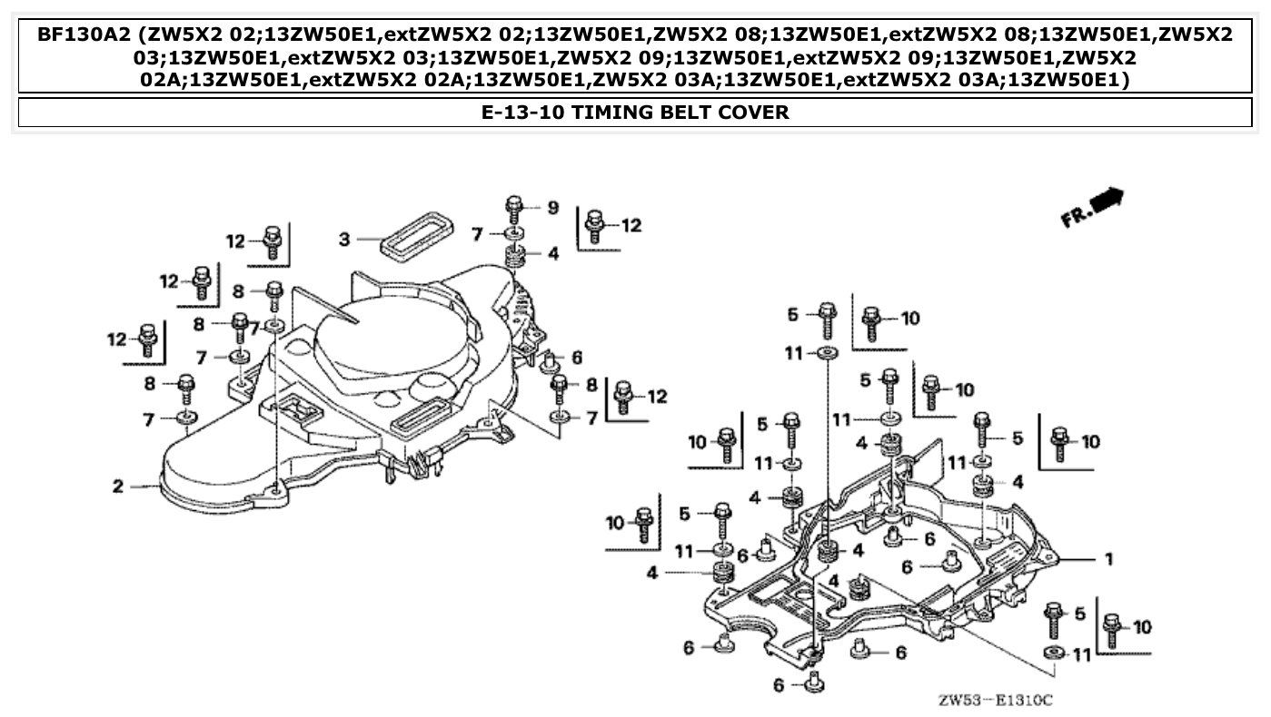 Honda BF130A2 TIMING BELT COVER parts diagram