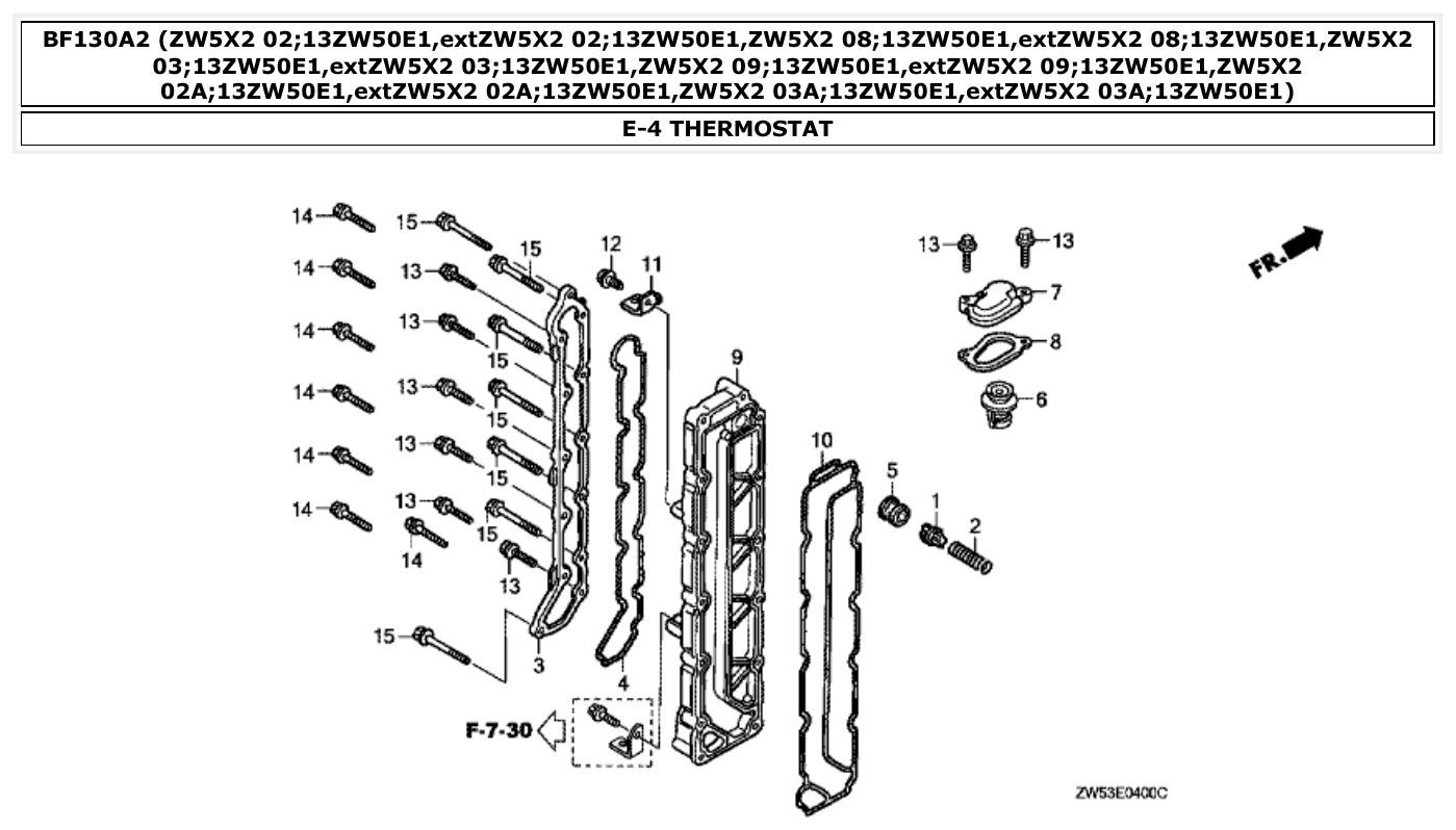 Honda BF130A2 THERMOSTAT parts diagram