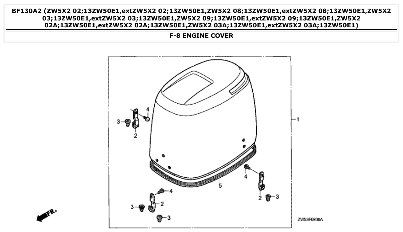Honda BF130A2 ENGINE COVER parts diagram