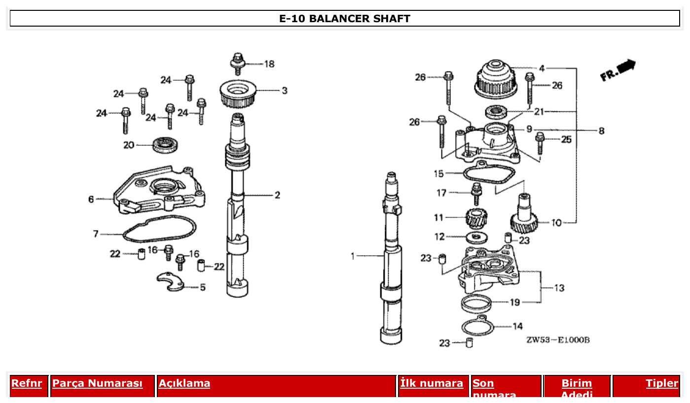 Honda BF130AX BALANCER SHAFT parts diagram