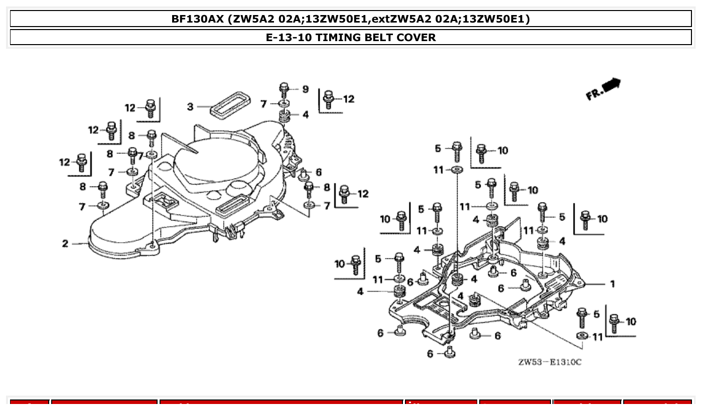 Honda BF130AX TIMING BELT COVER parts diagram