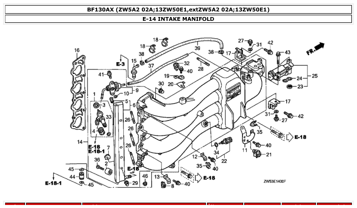 Honda BF130AX INTAKE MANIFOLD parts diagram