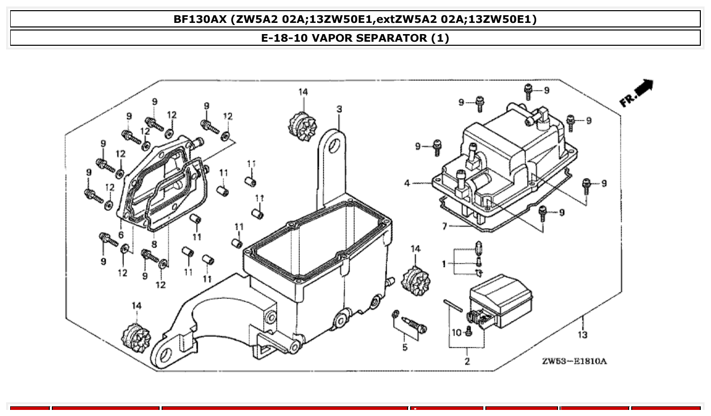 Honda BF130AX VAPOR SEPARATOR (1) parts diagram