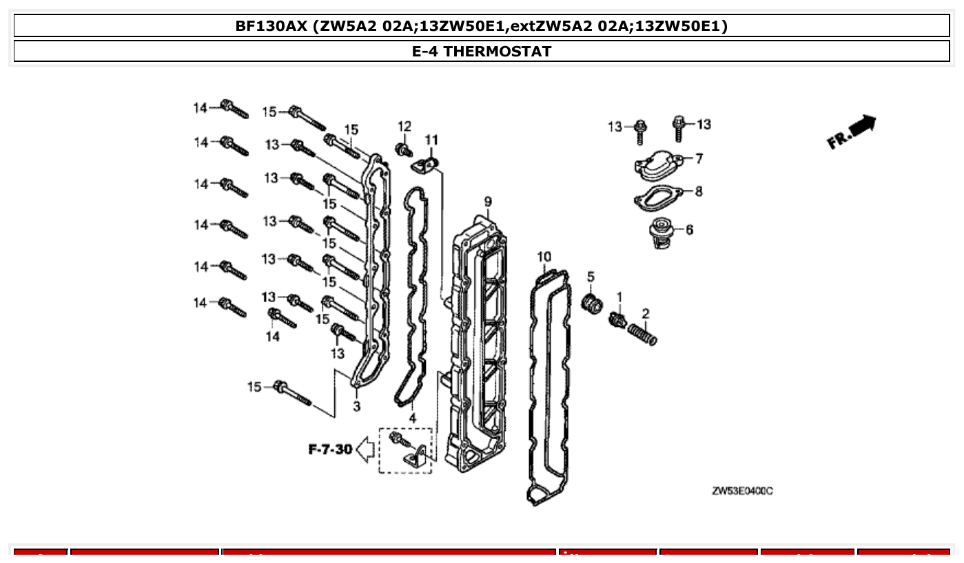 Honda BF130AX THERMOSTAT parts diagram