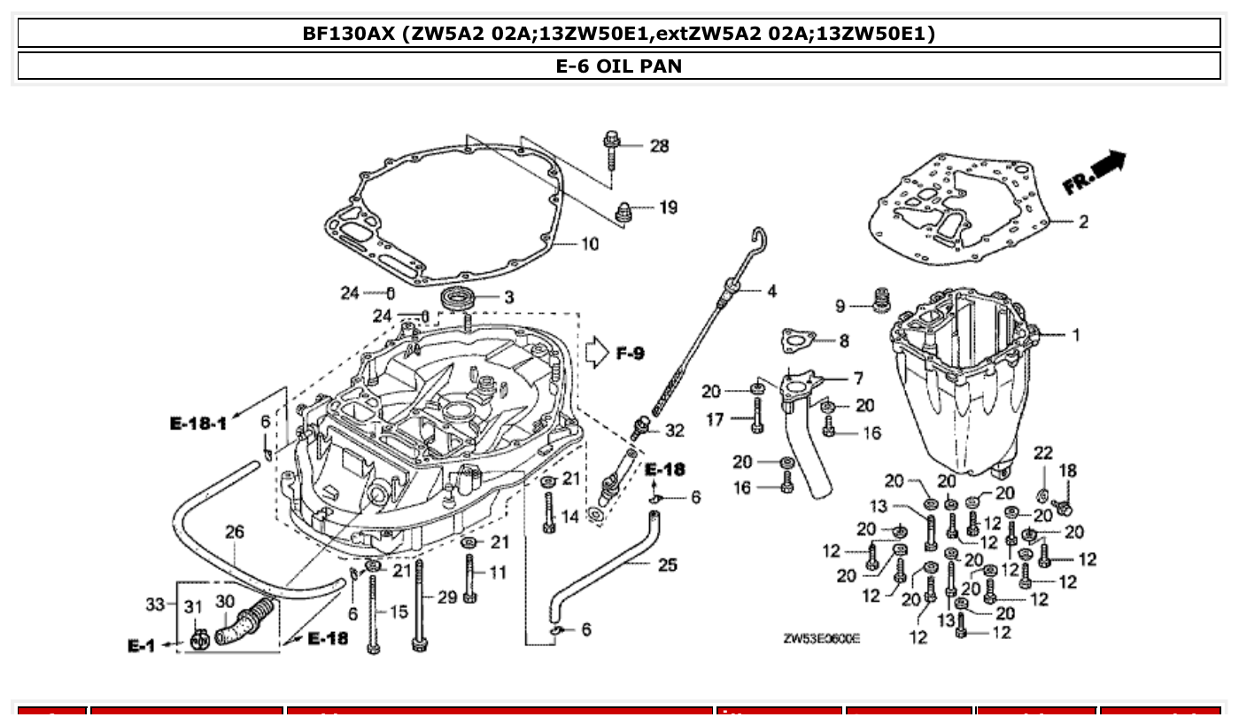 Honda BF130AX OIL PAN parts diagram