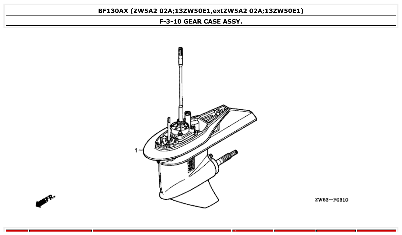 Honda BF130AX GEAR CASE ASSY. parts diagram