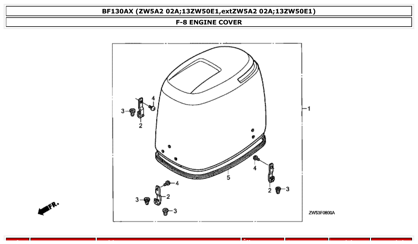 Honda BF130AX ENGINE COVER parts diagram