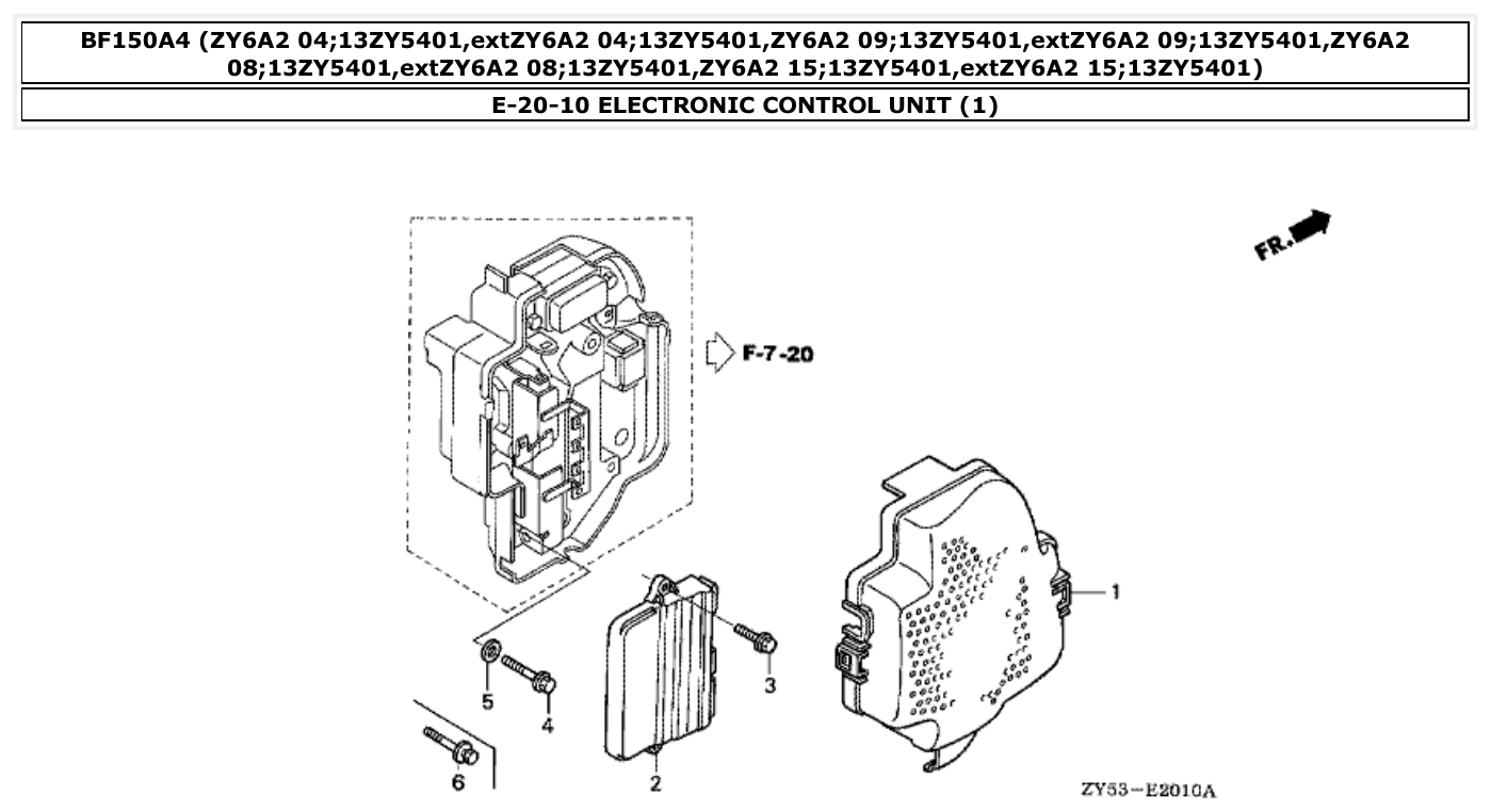 Honda BF150A4 ELECTRONIC CONTROL UNIT (1) parts diagram