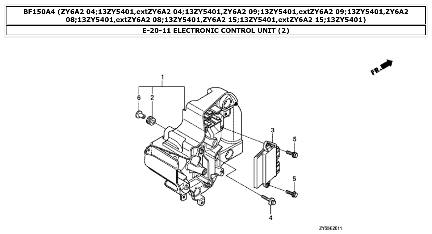 Honda BF150A4 ELECTRONIC CONTROL UNIT (2) parts diagram