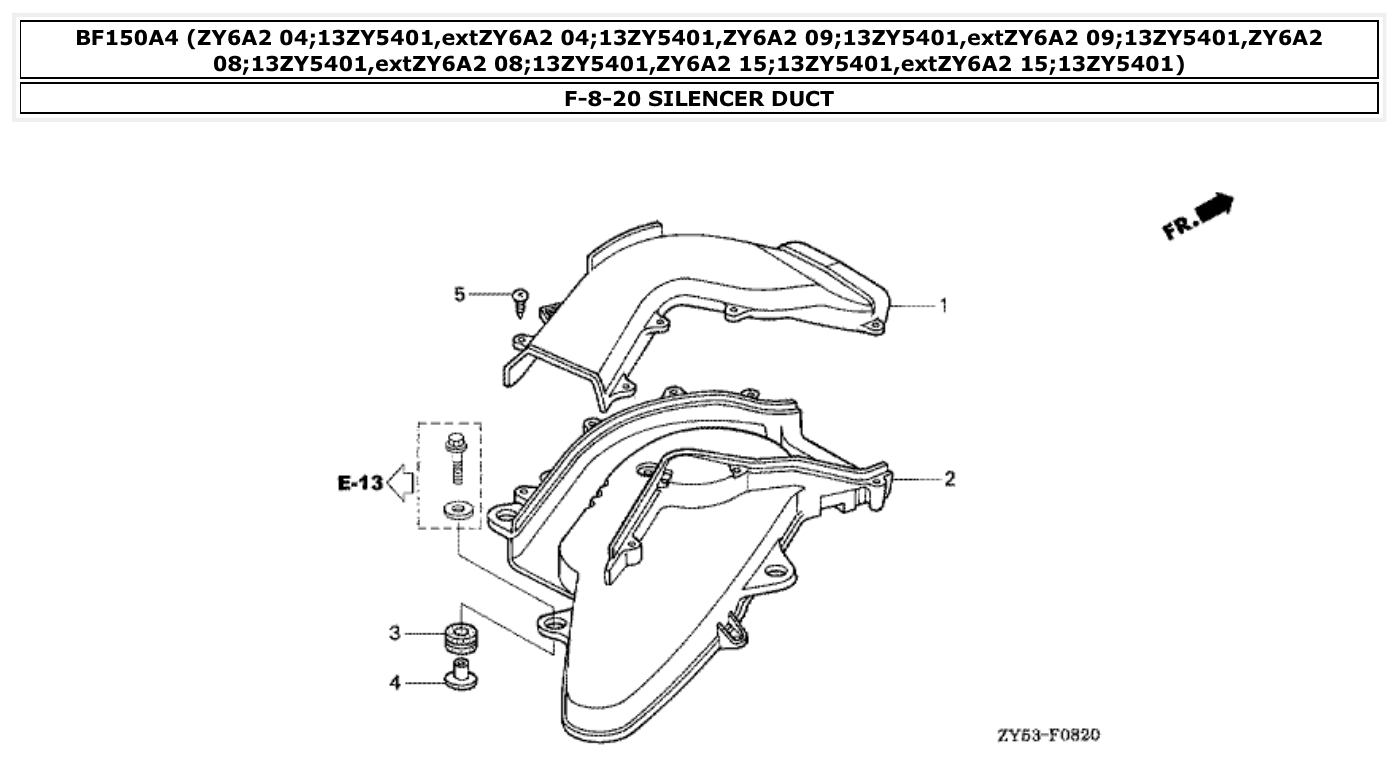 Honda BF150A4 SILENCER DUCT parts diagram