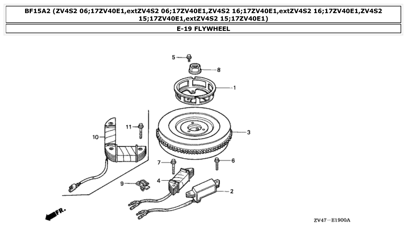 Honda BF15A2 FLYWHEEL parts diagram