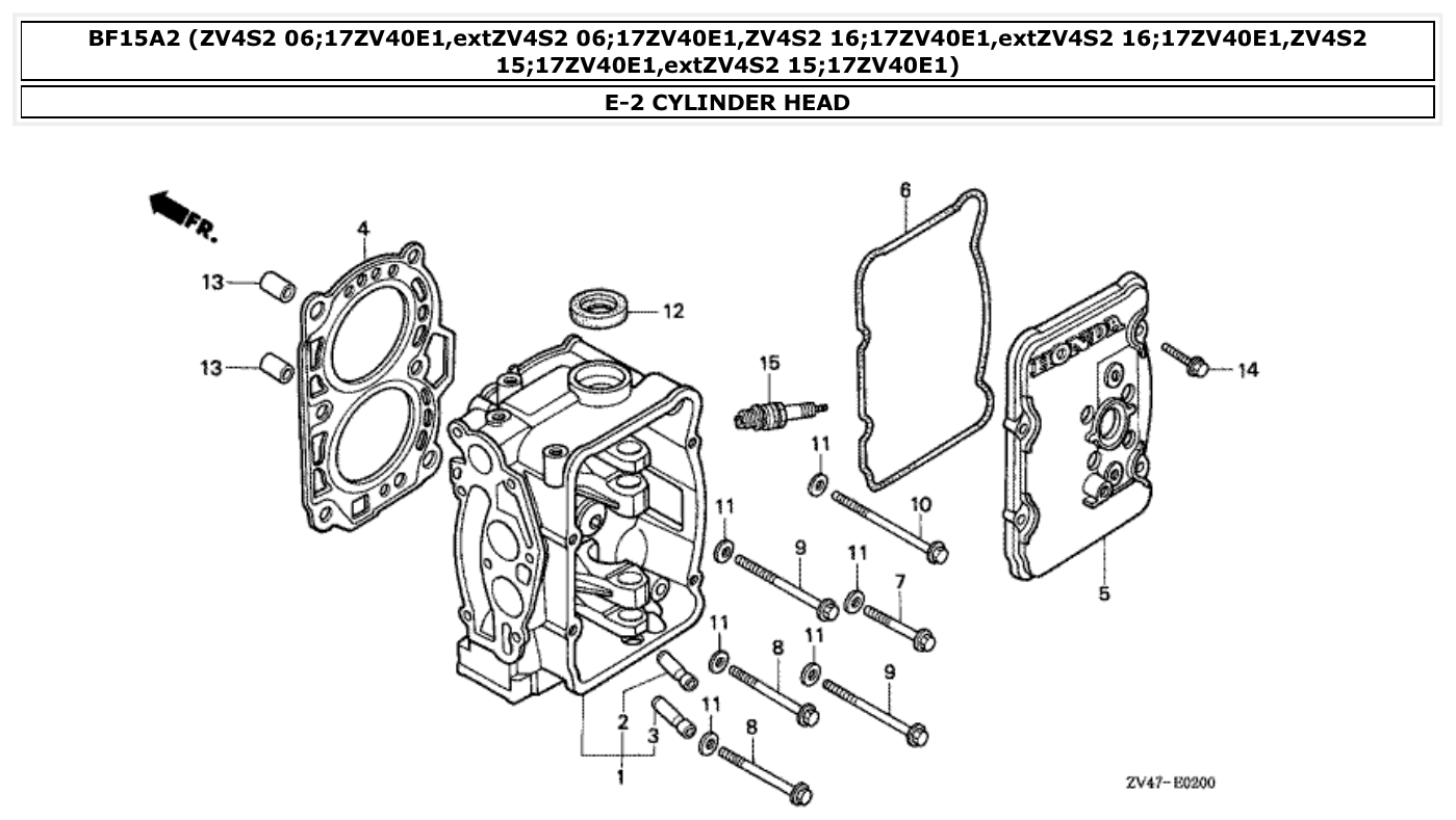 Honda BF15A2 CYLINDER HEAD parts diagram