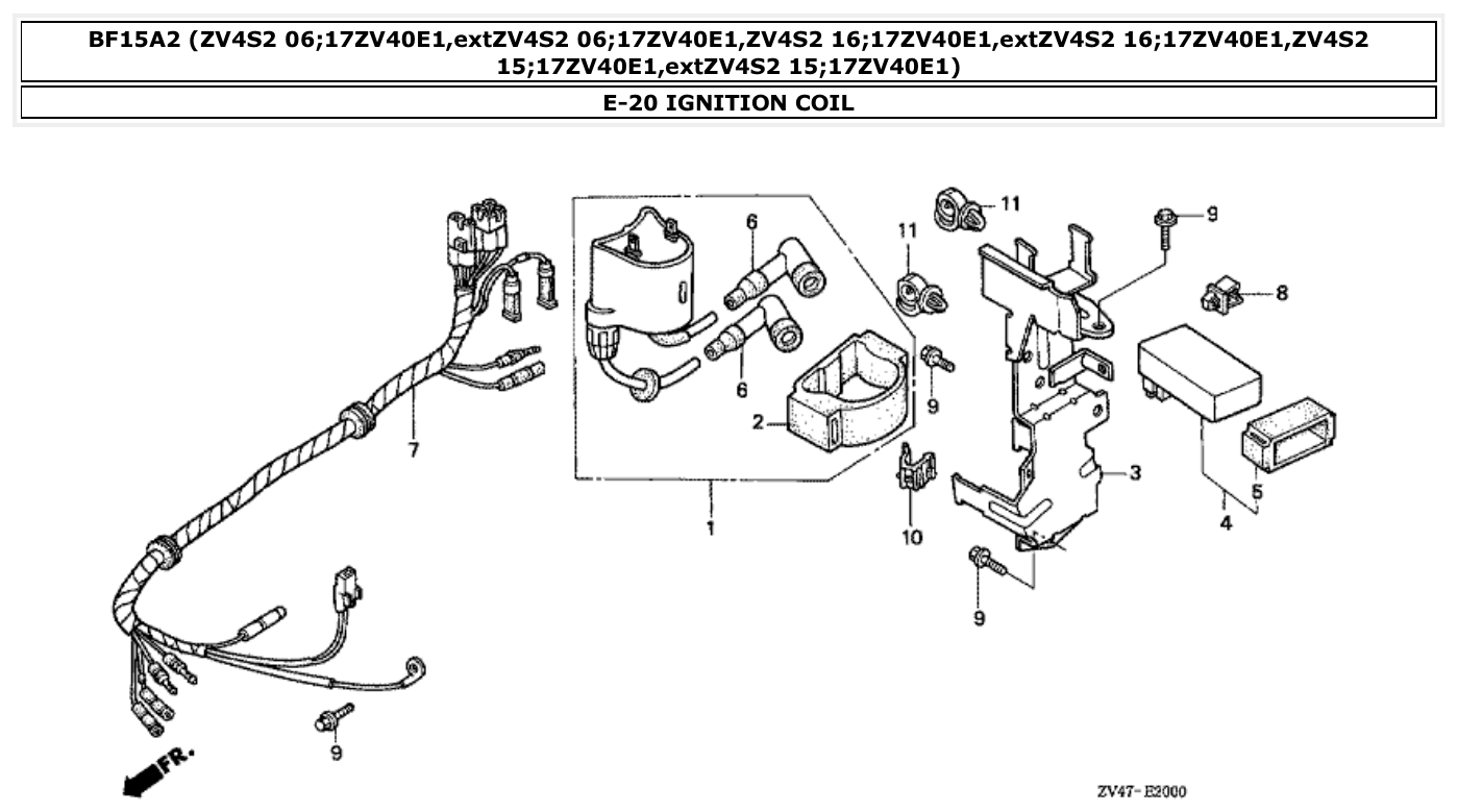 Honda BF15A2 IGNITION COIL parts diagram