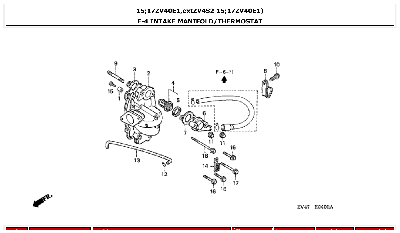 Honda BF15A2 INTAKE MANIFOLD/THERMOSTAT parts diagram