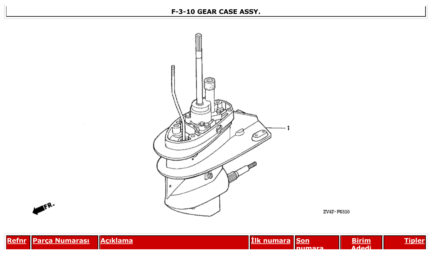 Honda BF15A2 GEAR CASE ASSY. parts diagram