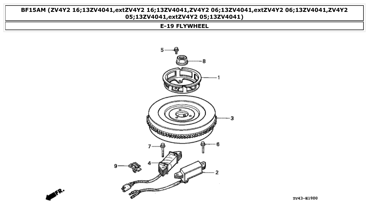 Honda BF15AM FLYWHEEL parts diagram