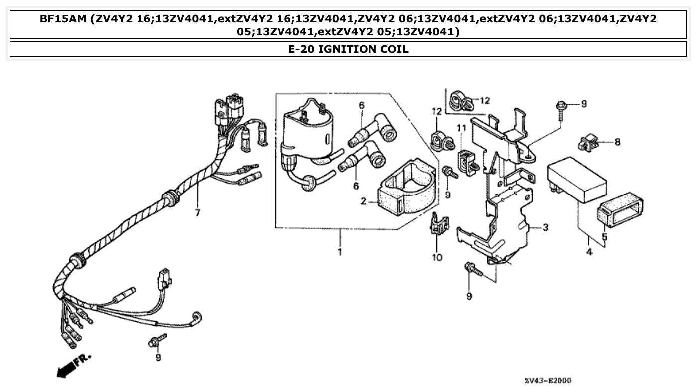 Honda BF15AM IGNITION COIL parts diagram