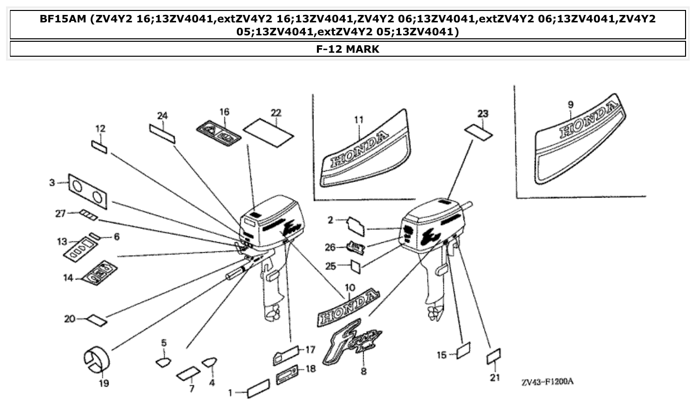 Honda BF15AM MARK parts diagram