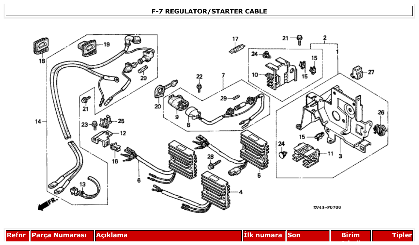 Honda BF15AM REGULATOR/STARTER CABLE parts diagram